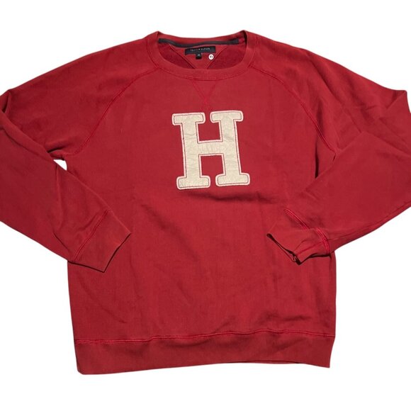 Vintage 90s Tommy Hilfiger Red Crewneck Sweatshirt "H" Logo Size XL - Picture 1 of 7
